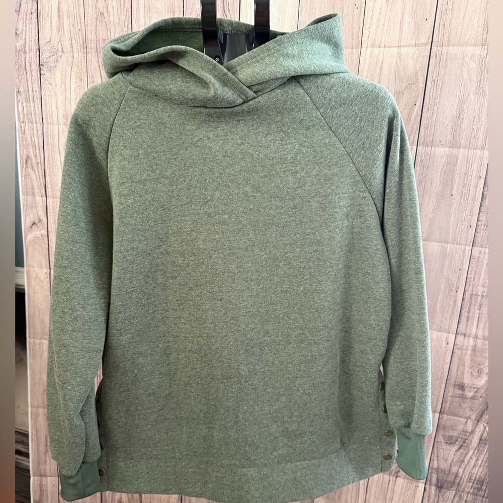 CHD+M Sage Green Hoodie Side Snap Hem Pullover Sweatshirt | XL | NWOT|